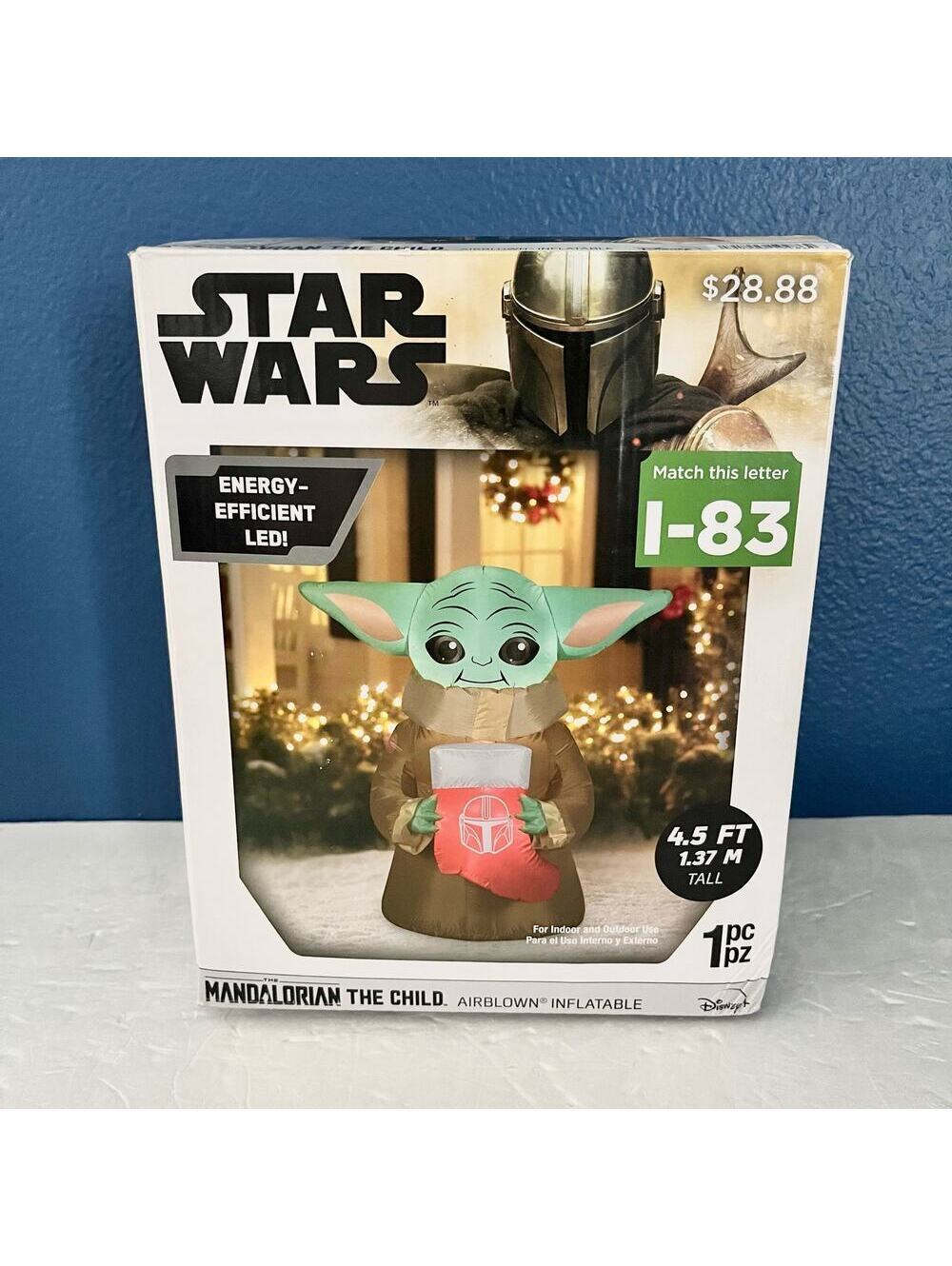 Star Wars Grogu Baby Yoda 4.5 Ft Lighted Christmas Halloween Airblown Inflatable